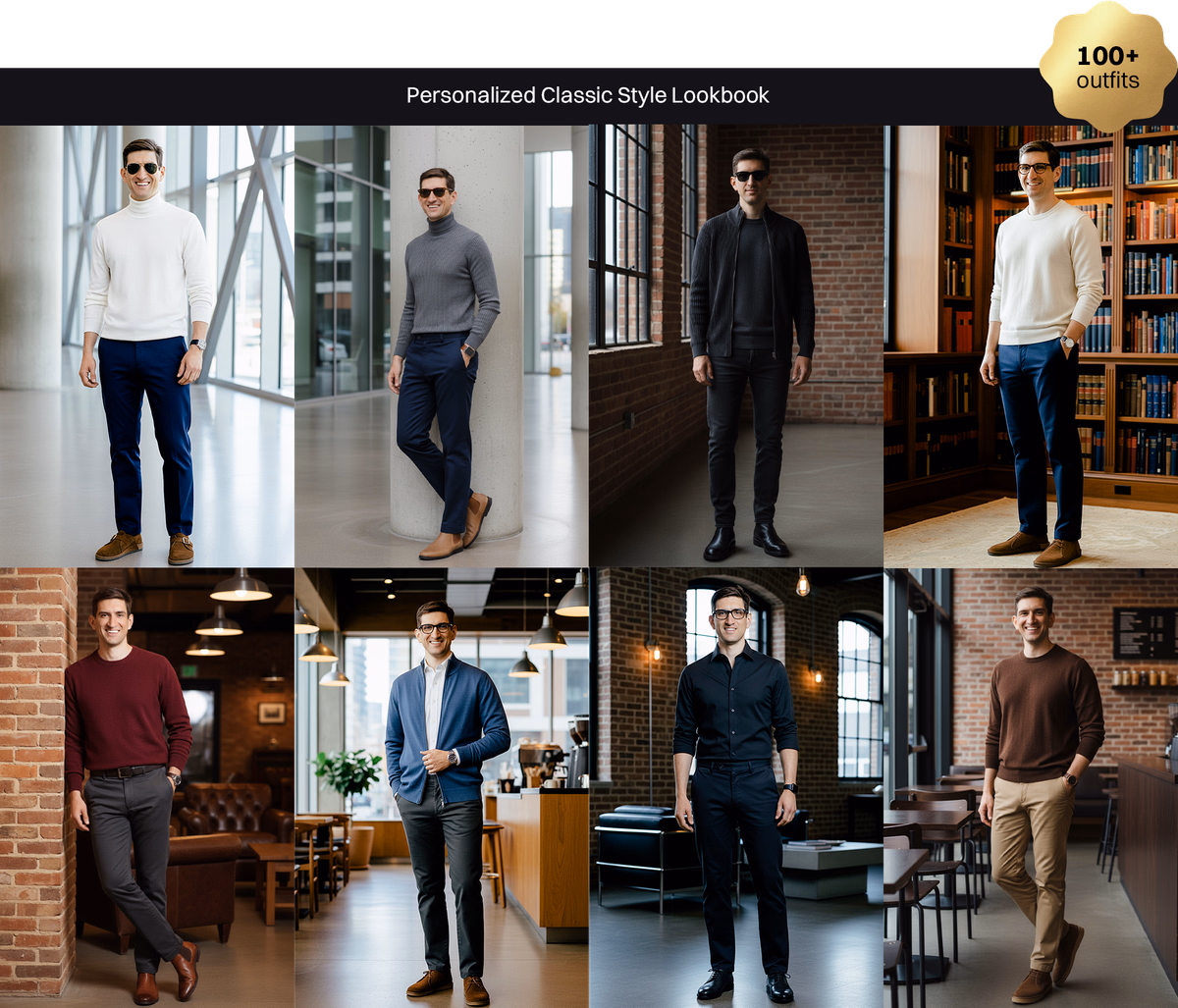 Men's personalized classic aesthetic digital style guide - see yourself in 100+ professional outfits
